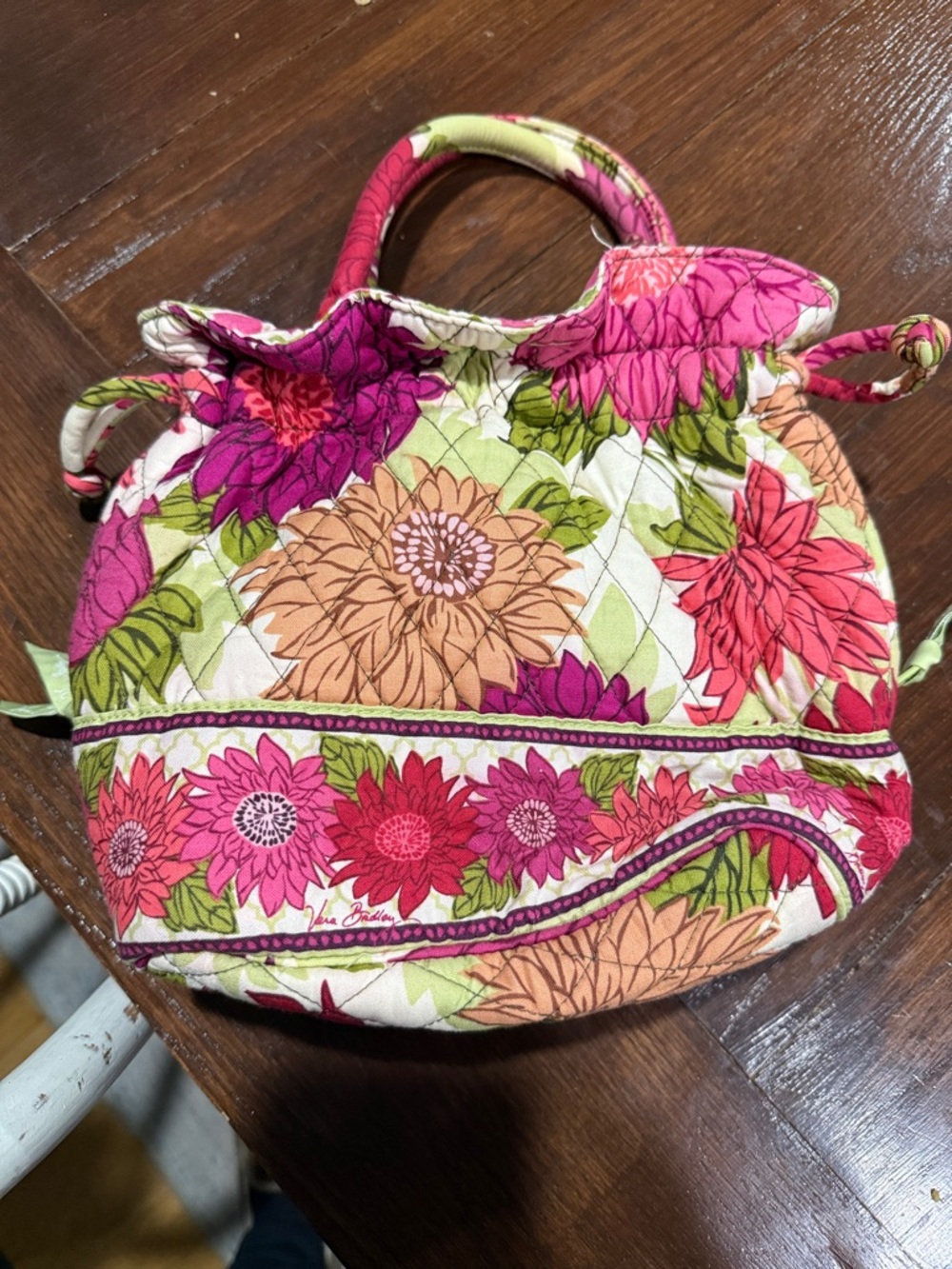 Vera Bradley Pink Floral Quilted Mini Drawstring Bag